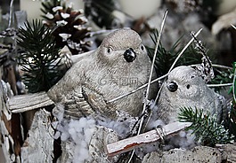 银 weihnachtsdeko,小鸟,松球果