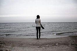 海,女孩,太陽