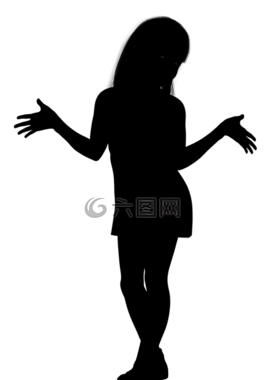 剪影,女孩,女子
