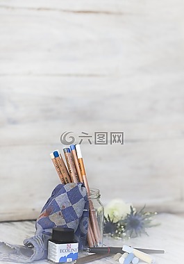 蠟筆,墨水,刷子