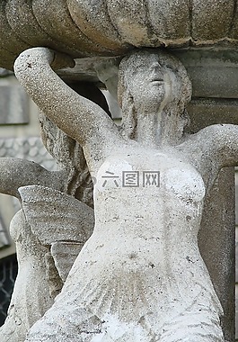 女子,美人魚,噴泉