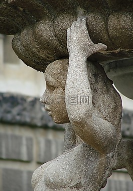 女子,美人魚,噴泉