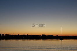 日落,博登湖,radolfzell