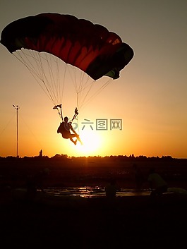降落伞,天空,转到 g