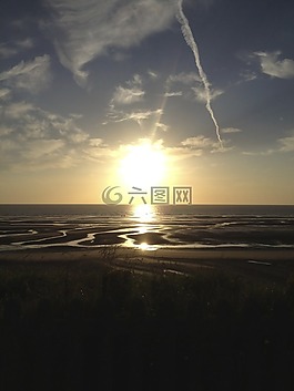 日落,海,天空