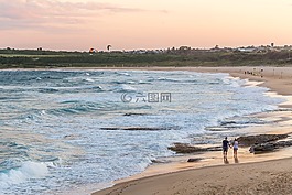 海灘,海灘步行,日落