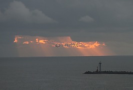 日出,地平線,水