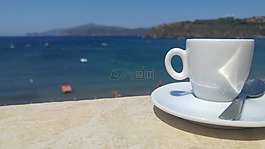 夏季,咖啡,海灘
