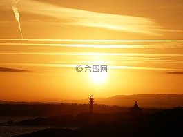 黎明,灯塔,景观