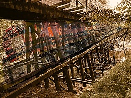 火車,棧橋,雙重曝光