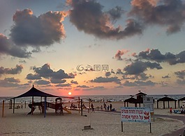 海灘,海,日出