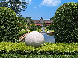 公園,石球,噴泉