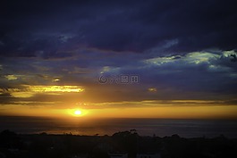 日落,云,海灘