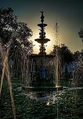 噴泉,水,泡沫