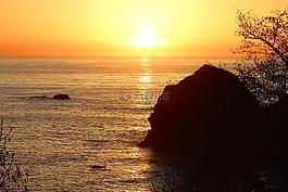 日落,海洋,海岸