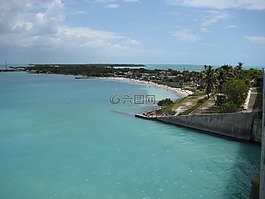 美國,海灘,全景
