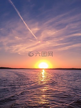 日落,太陽,水