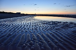 海灘,日落,北海