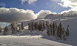 雪,山頂,晚間