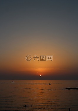 日落,海,垂直