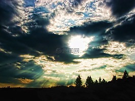 陽光,景觀,云