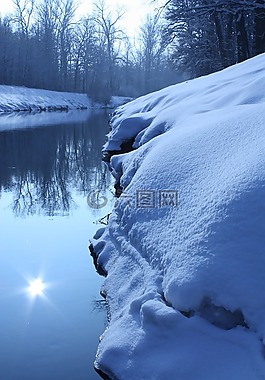 冬天,河,雪