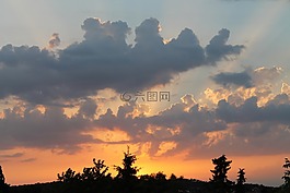 天空,云,日落