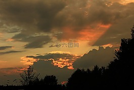 天空,日落,傍晚的天空