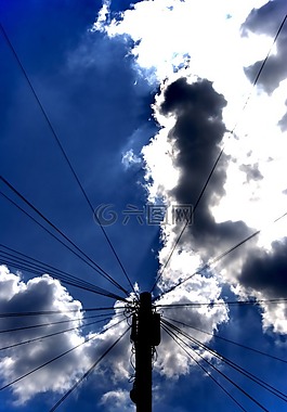 電源線,天空,云
