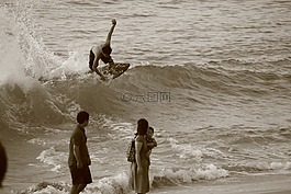 波,海灘,沖浪者