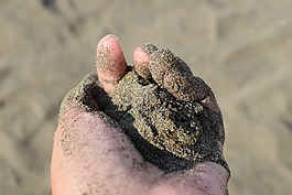沙,手,海灘