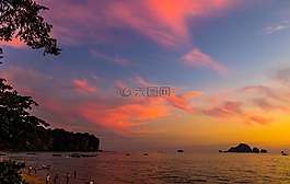 日落,整體的一部分水域,黎明家庭