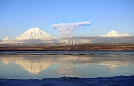 火山,爆发,一个羽毛的灰