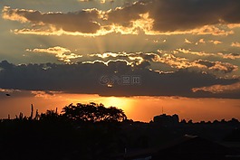 日落,非洲,自然