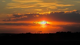 日落,太陽,云