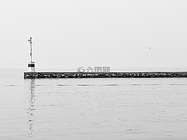 碼頭,海灘,燈塔