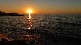 日落,海,海灣