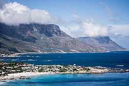 山,海滩,开普敦