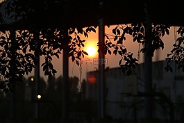 日落,晚霞,剪影