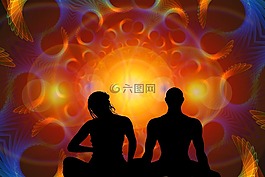 剪影,女子,男子