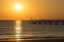 海灘,日出,海