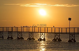 海灘,日出,海
