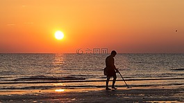 海灘,日出,海