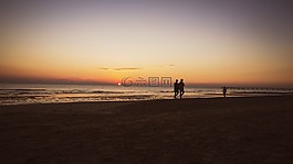海灘,日出,海