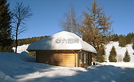 棚屋,屋頂,冬天
