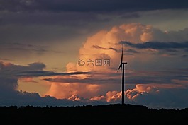 云,風電,風車