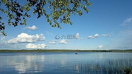 湖,夏天,芬兰