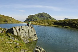 bergsee,徒步旅行,休息