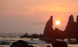 日落,果阿,印度