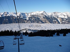 升降椅,雪,冬天